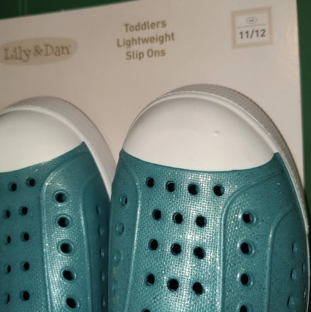 Kids Blue Slip-On Shoes Croc Size 11 12 5 6 Boys Girls Sparkling White